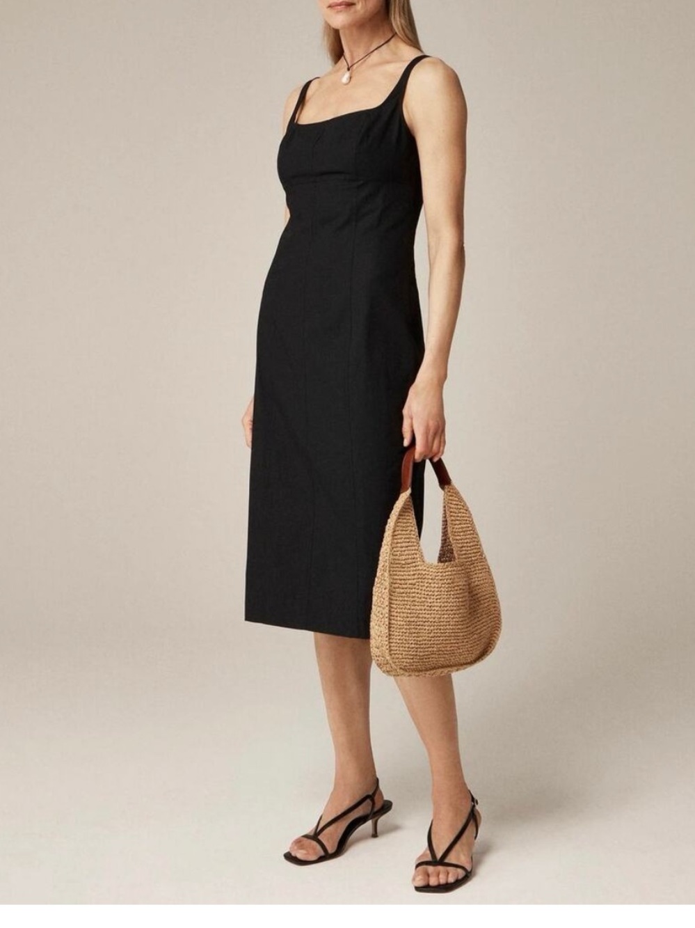 J crew Squareneck seamed midi dress 2 new
